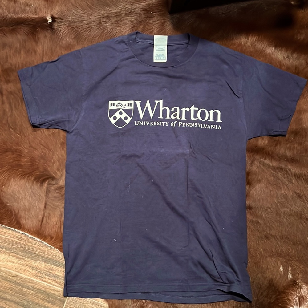 Collegiate T-shirt. Blue Wharton School of Business. Medium
